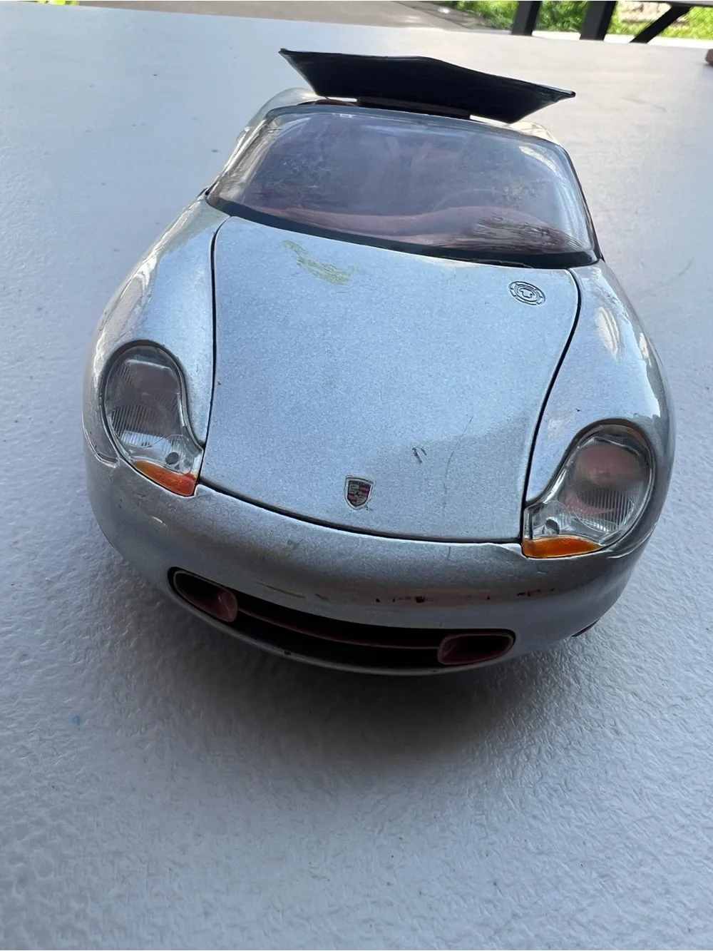 Maisto 1:18 Porsche Boxster Concept Silver Diecast Car Missing Side Mirrors